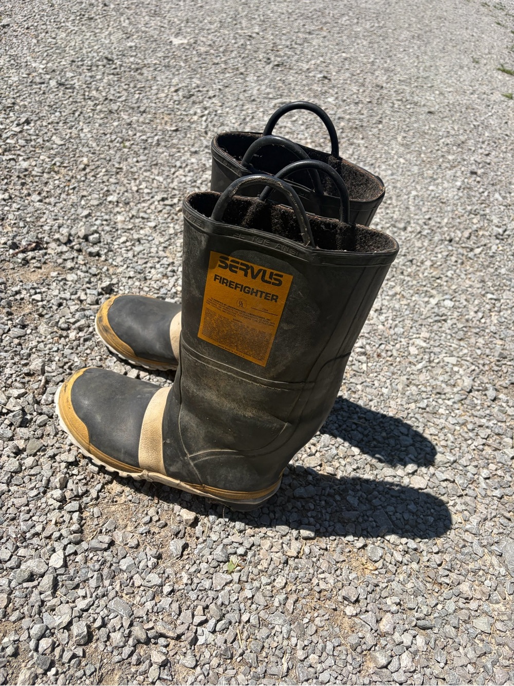 SERVUS Firefighter Rubber Boots in Black and Tan